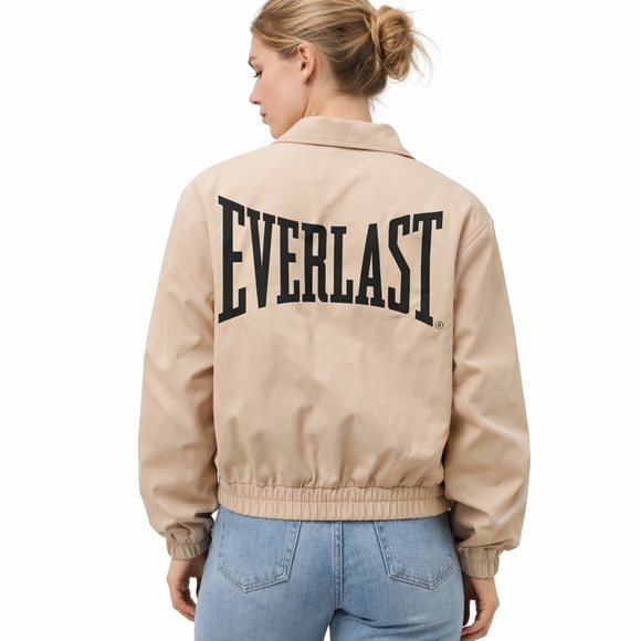 Zara Jackets & Blazers - Zara x Everlast ($129) Cropped Bomber Jacket Beige Logo Athletic Jacket NWT